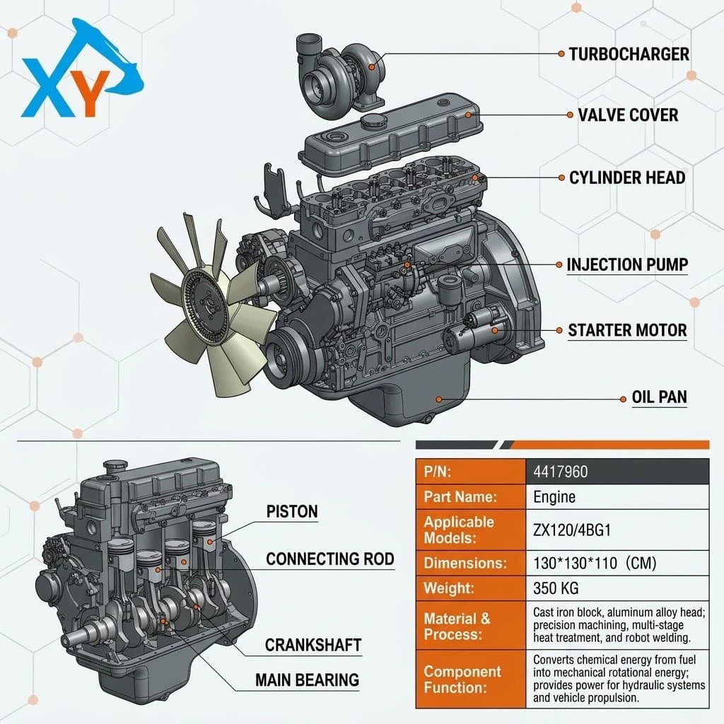 4417960 The Isuzu original 4BG1 engine is used in Hitachi ZX120 excavators.