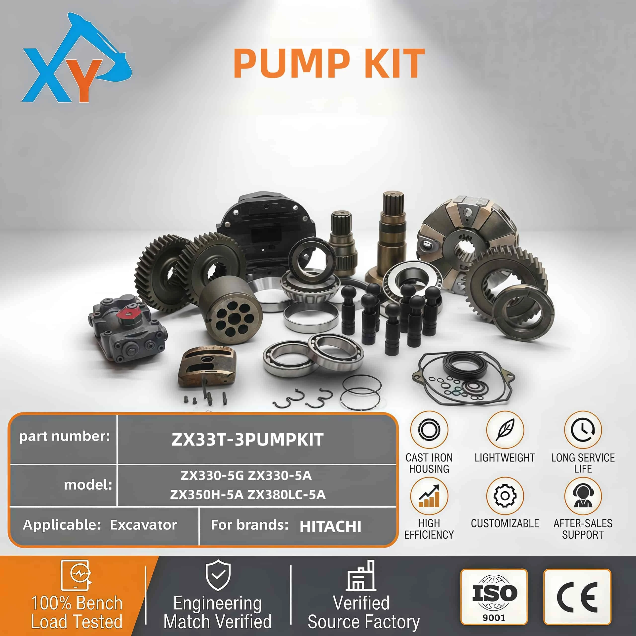 YB00004816 Genuine Hitachi hydraulic pump repair kit for Hitachi excavators ZX330-5A and ZX330-5G.