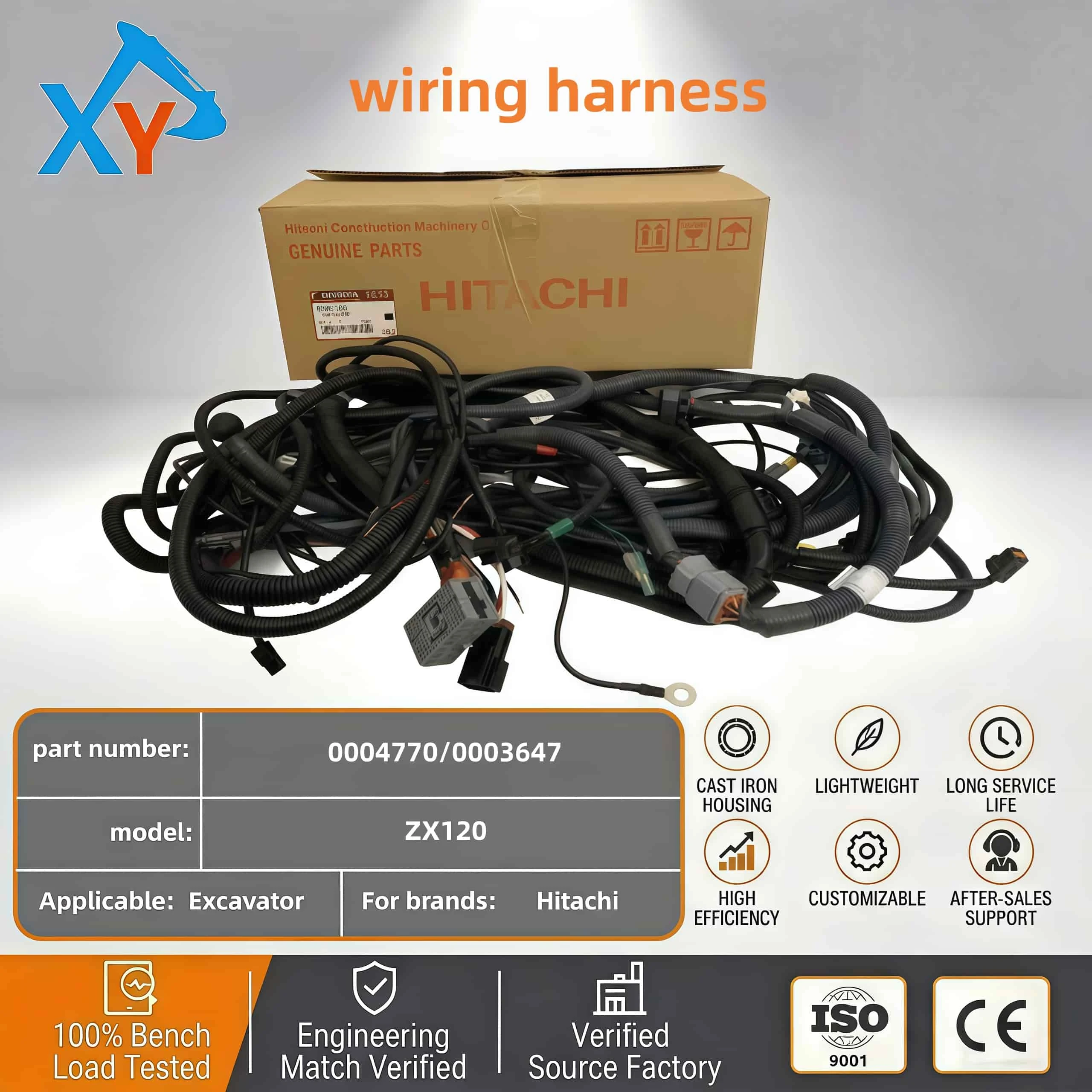 0004770 Genuine Hitachi external wiring harness for Hitachi ZX120 excavator.