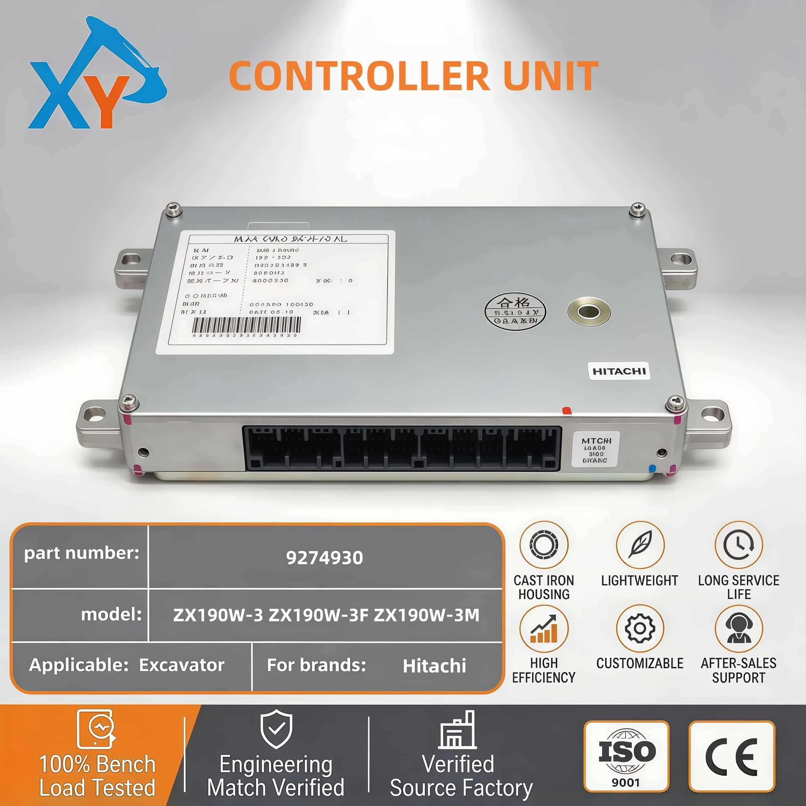9274930 Genuine Hitachi controller suitable for ZX190W-3 wheeled excavators.