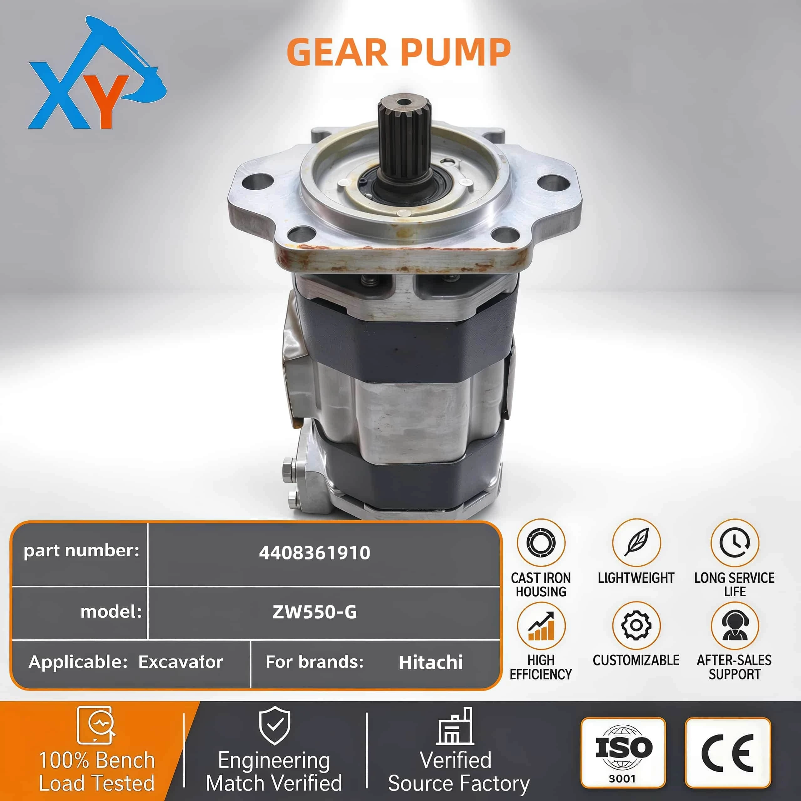4408361910 Original Hitachi gear pump for Hitachi ZW550 loader.