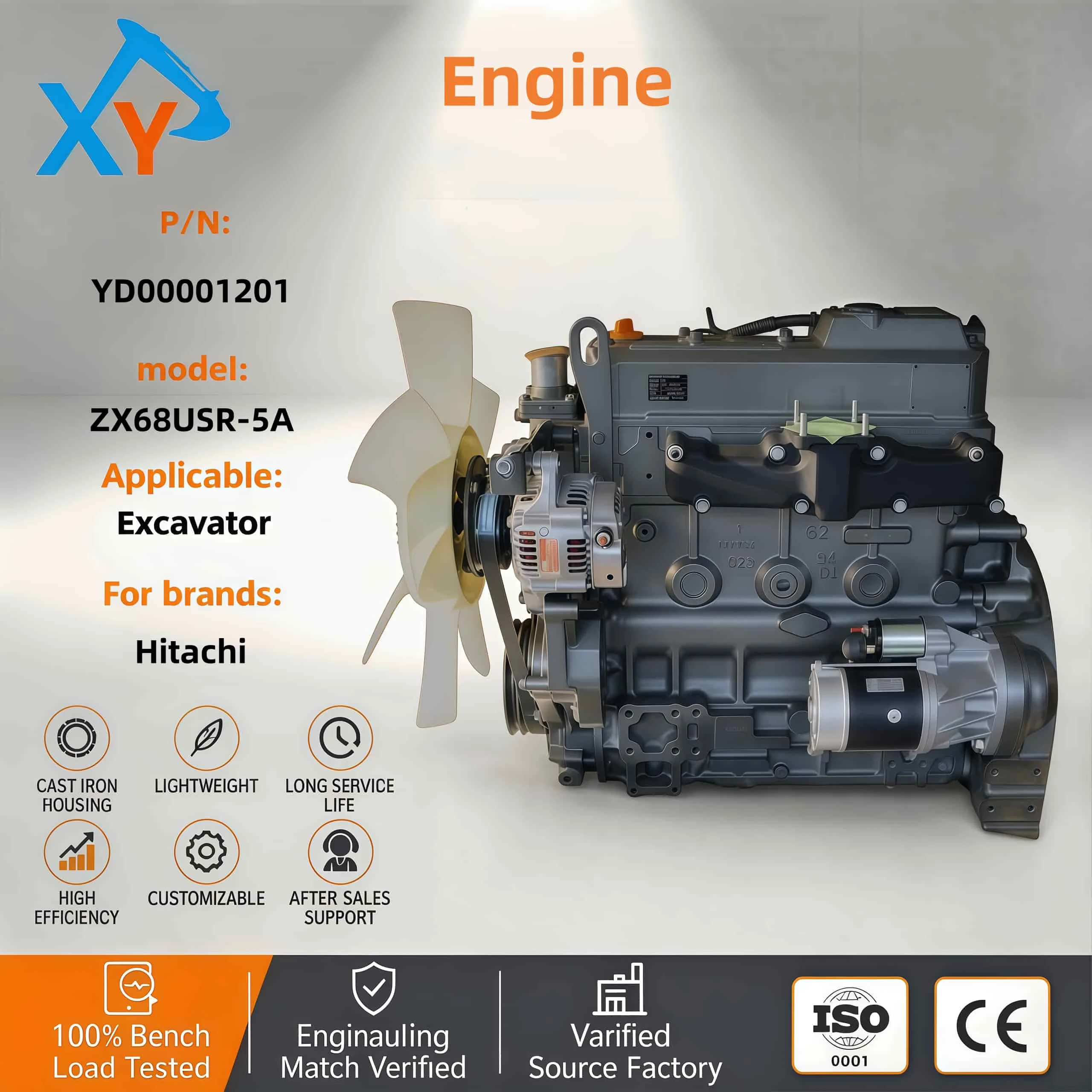 YD00001201&nbsp;Original 4TNV94 engine assembly for Hitachi ZX68USR-5A excavators