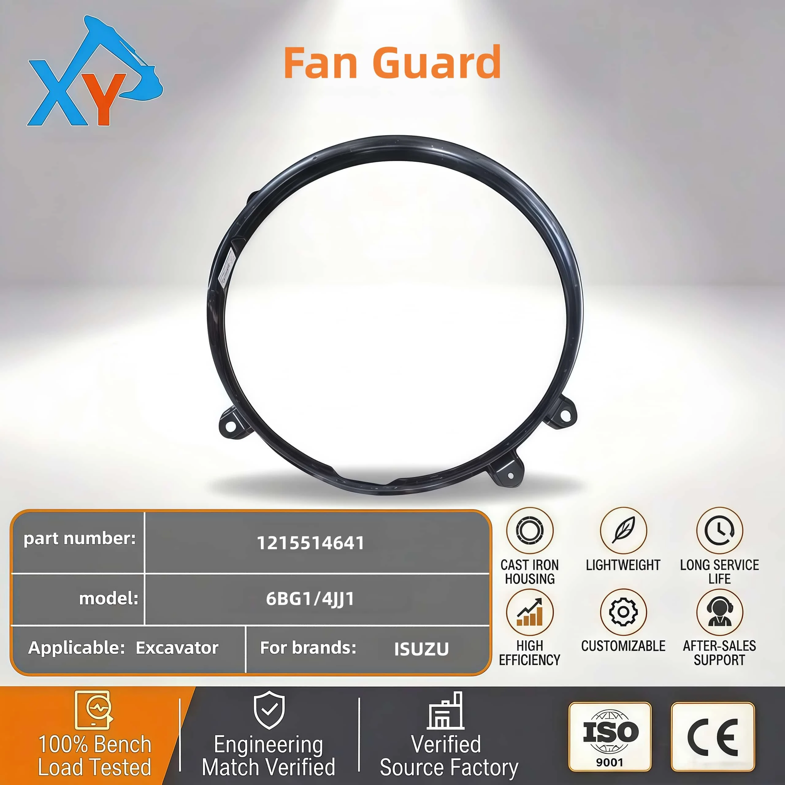 1215514641 Original Excavator Fan Guard for ISUZU Engine 6BG1