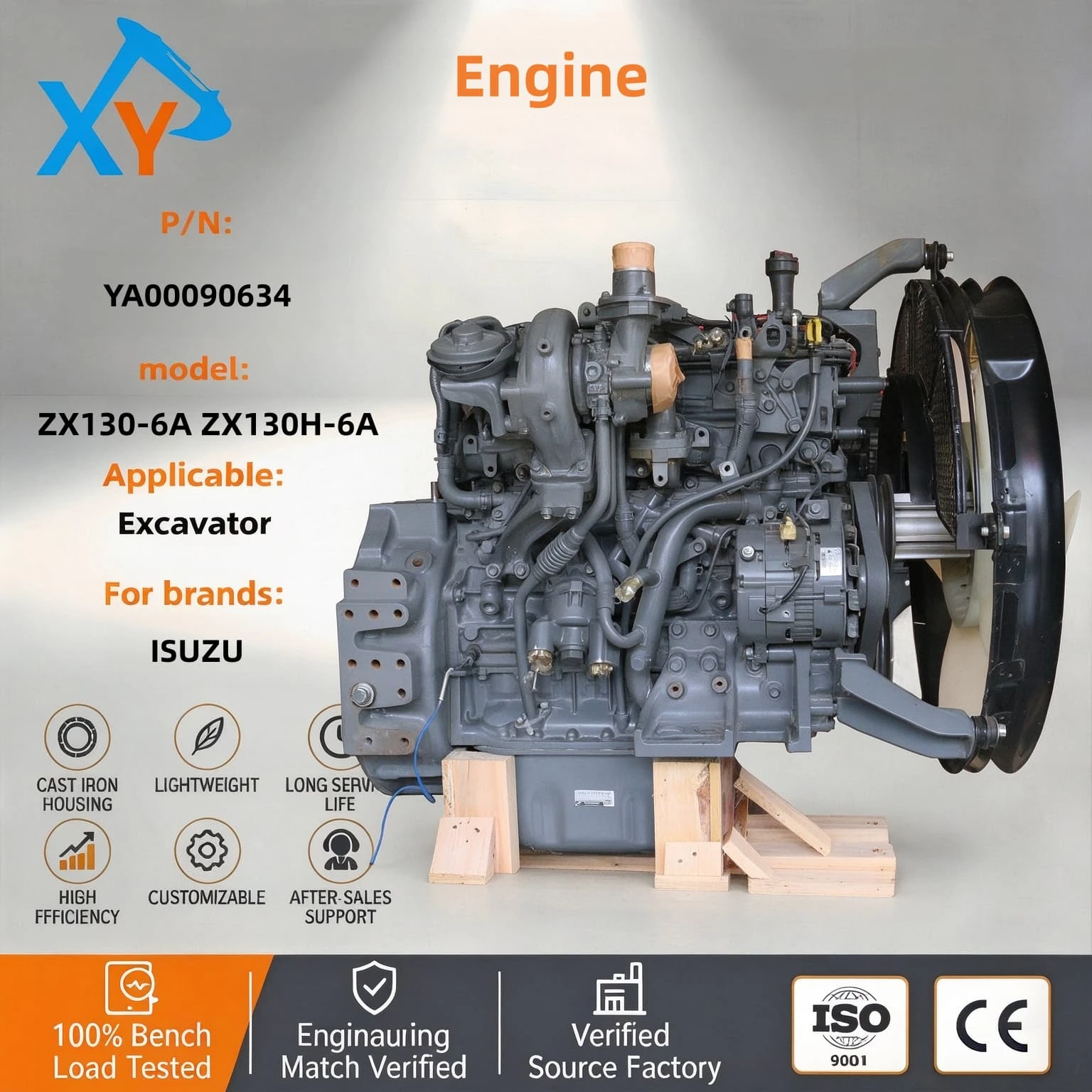 YA00090634 Excavator 4JJ1 Engine Assembly Engine for ZX130-6A