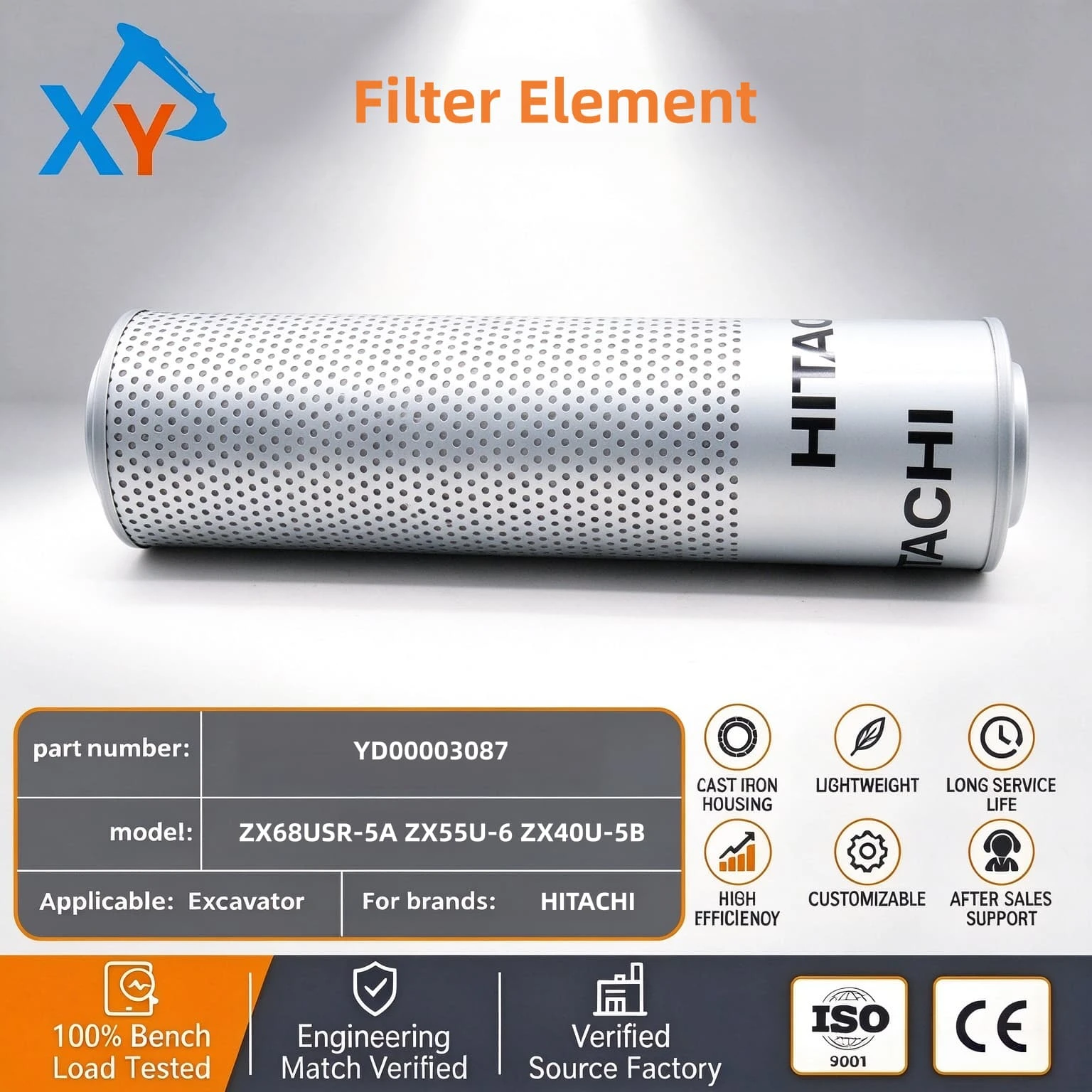 YD00003087 Original Excavator Filter Element for ZX68USR-5A