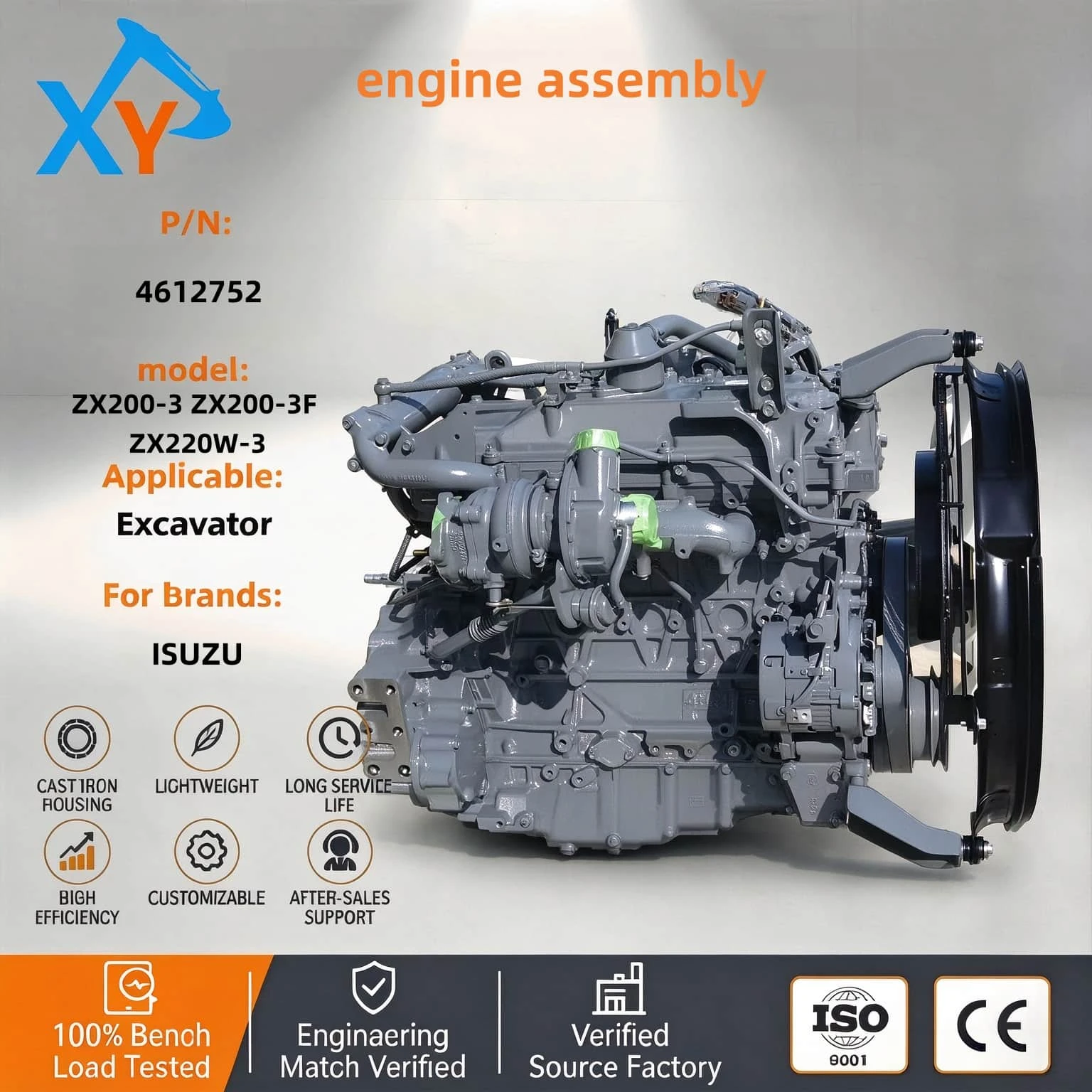4612752 Original 4HK1 engine assembly for excavator ZX220-3