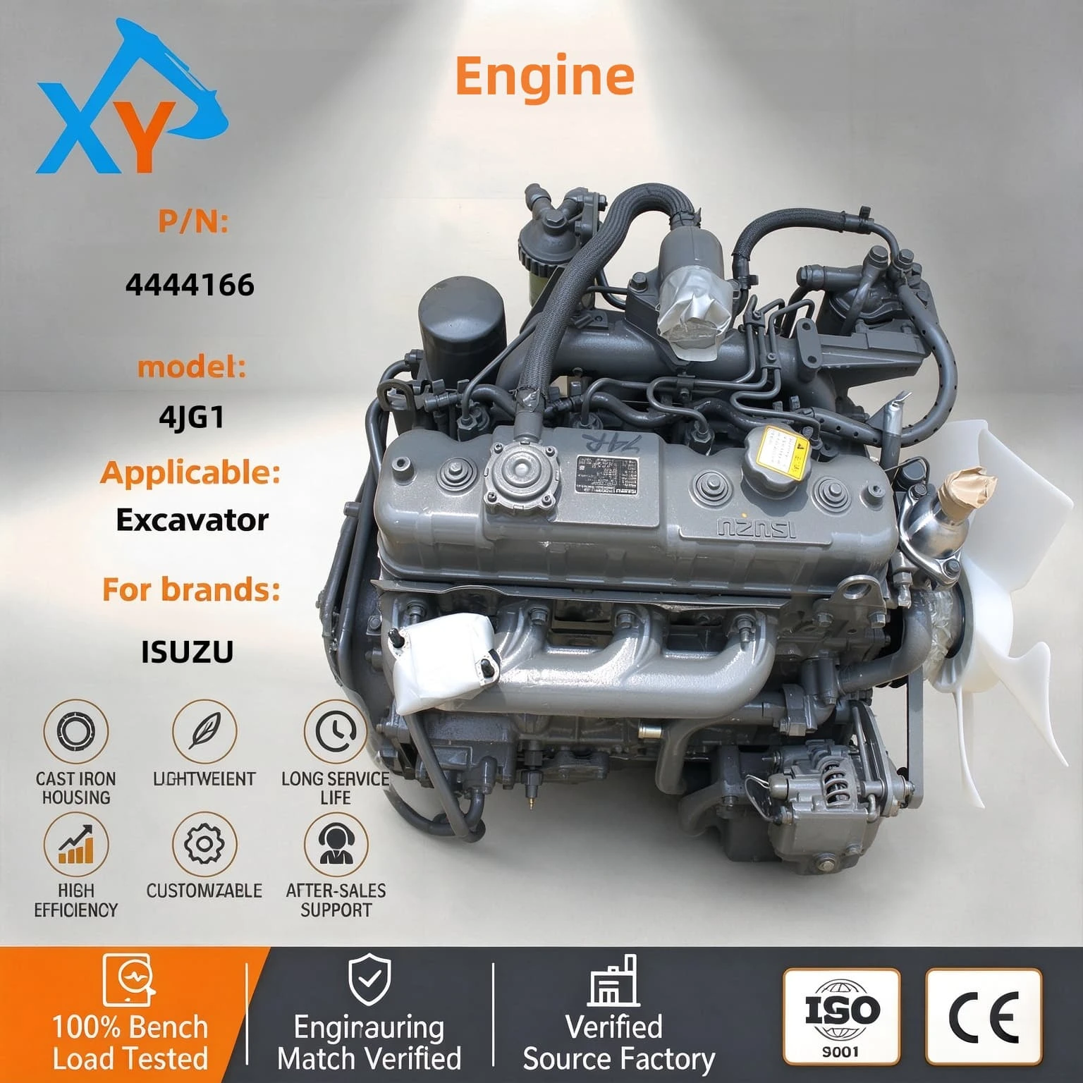 4444166 Original 4JG1 engine assembly for excavator ZX70