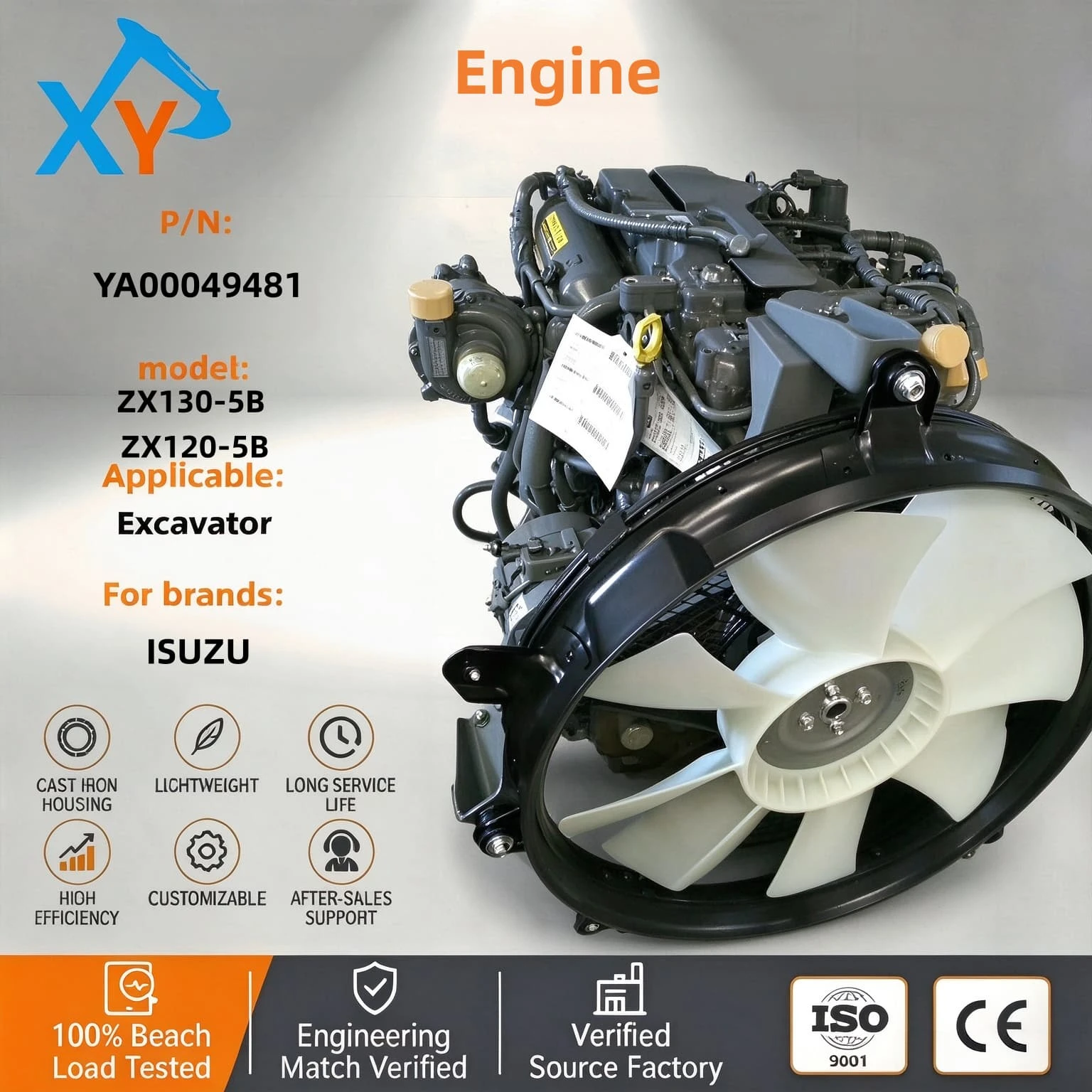 YA00049481 Original 4JJ1 engine assembly for excavator ZX130-5B