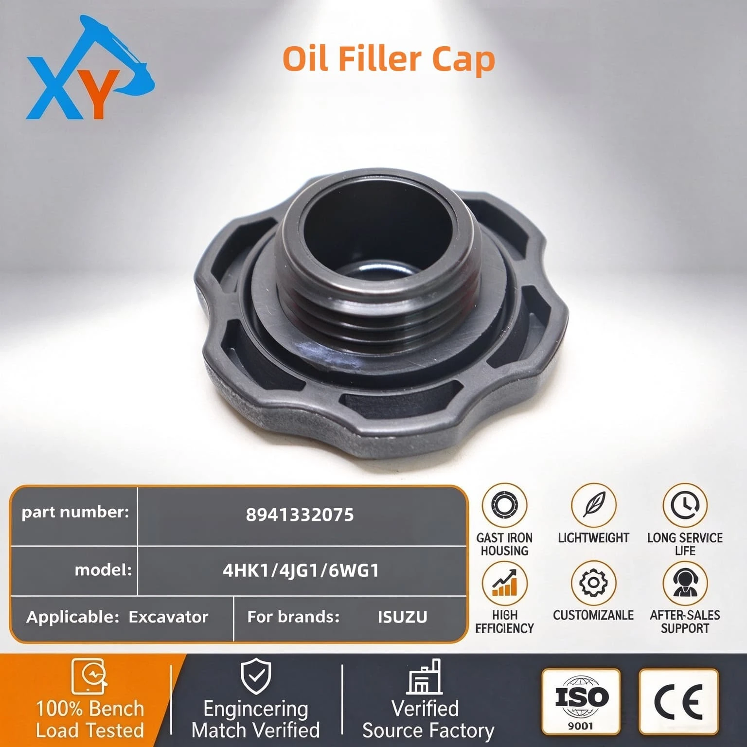 8941332075 Original Excavator Oil Filler Cap for ISUZU ENGINE 4JG1 6WG1
