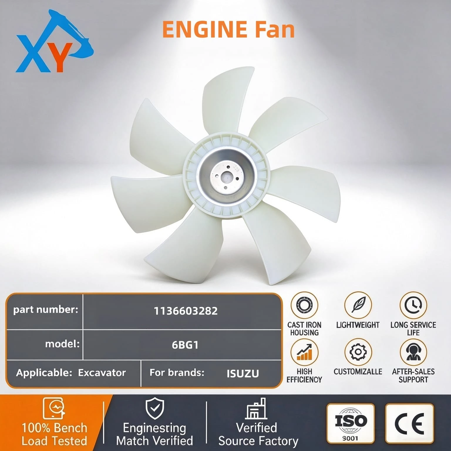 1136603282 Original Excavator ISUZU ENGINE Fan for Hitachi