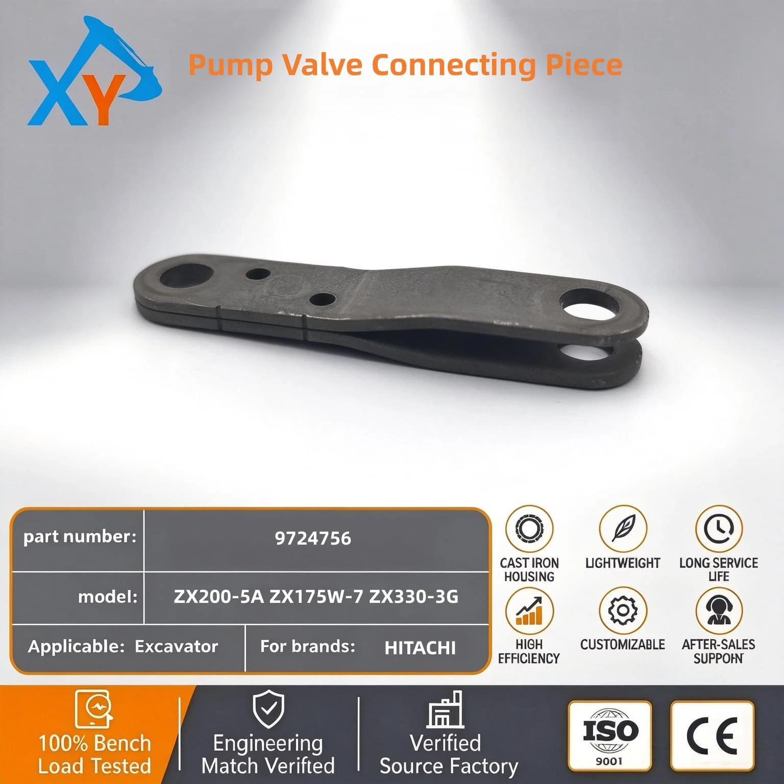 9724756 Original Excavator Hydraulic Pump Valve Connecting Piece for ZX200-5A